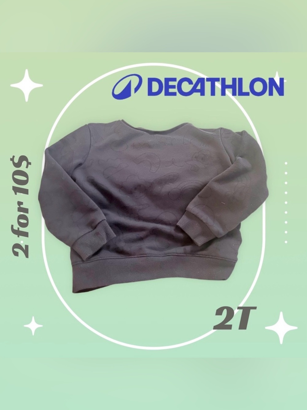 🌈 2/10$🇫🇷👍*GUC* DECATHLON | 2T | Unisex toddler navy light sweatshirt